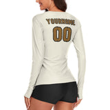 Custom Cream Khaki Women's Long-Sleeve Shirt