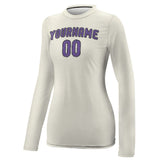 Custom Cream Light Purple Women's Long-Sleeve Shirt