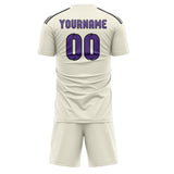 Custom Cream Light Purple Soccer Jersey