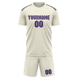 Custom Cream Light Purple Soccer Jersey