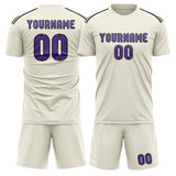 Custom Cream Light Purple Soccer Jersey