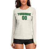 Custom Cream Emerald Green Women's Long-Sleeve Shirt