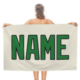Custom Cream Emerald Green Beach Towel
