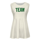 Custom Cream Emerald Green Cheerleader Dress