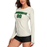 Custom Cream Emerald Green Women's Long-Sleeve Shirt