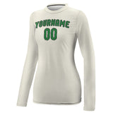 Custom Cream Emerald Green Women's Long-Sleeve Shirt