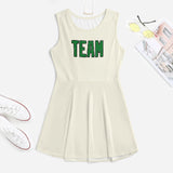 Custom Cream Emerald Green Cheerleader Dress
