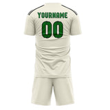 Custom Cream Emerald Green Soccer Jersey