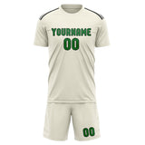 Custom Cream Emerald Green Soccer Jersey
