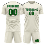 Custom Cream Emerald Green Soccer Jersey