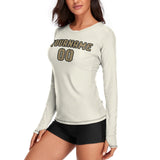 Custom Cream Light Khaki Women's Long-Sleeve Shirt