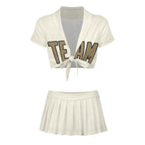 Custom Cream Light Khaki Cheerleading Uniform Set
