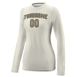 Custom Cream Light Khaki Women's Long-Sleeve Shirt