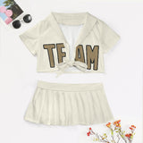 Custom Cream Light Khaki Cheerleading Uniform Set