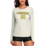 Custom Cream Light Yellow Women's Long-Sleeve Shirt