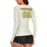 Custom Cream Light Yellow Women's Long-Sleeve Shirt