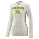 Custom Cream Light Yellow Women's Long-Sleeve Shirt