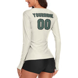 Custom Cream Blue Green Women's Long-Sleeve Shirt