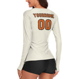 Custom Cream Orange Women's Long-Sleeve Shirt