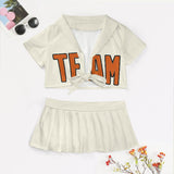 Custom Cream Orange Cheerleading Uniform Set