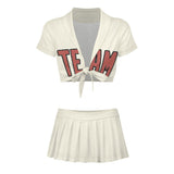 Custom Cream Copper Rose Cheerleading Uniform Set