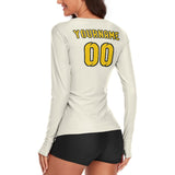 Custom Cream Gold Women's Long-Sleeve Shirt