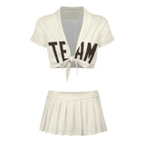 Custom Cream Brown Cheerleading Uniform Set