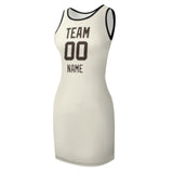 Custom Cream Brown Sleeveless Vest Dress