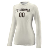 Custom Cream Brown Women's Long-Sleeve Shirt
