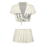 Custom Cream Gray Cheerleading Uniform Set
