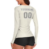 Custom Cream Gray Women's Long-Sleeve Shirt
