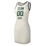 Custom Cream Green Sleeveless Vest Dress