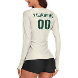 Custom Cream Green Women's Long-Sleeve Shirt