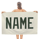 Custom Cream Dark Green Beach Towel
