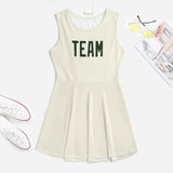 Custom Cream Dark Green Cheerleader Dress