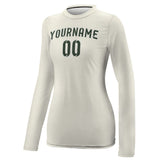 Custom Cream Dark Green Women's Long-Sleeve Shirt