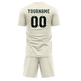Custom Cream Dark Green Soccer Jersey