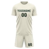 Custom Cream Dark Green Soccer Jersey