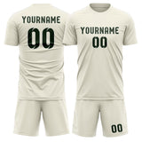 Custom Cream Dark Green Soccer Jersey