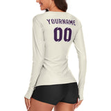 Custom Cream Purple Women's Long-Sleeve Shirt