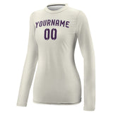 Custom Cream Purple Women's Long-Sleeve Shirt