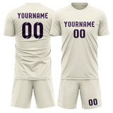 Custom Cream Purple Soccer Jersey