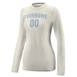 Custom Cream Light Blue Women's Long-Sleeve Shirt