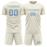 Custom Cream Light Blue Soccer Jersey