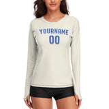 Custom Cream Sky Blue Women's Long-Sleeve Shirt