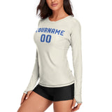 Custom Cream Sky Blue Women's Long-Sleeve Shirt