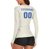 Custom Cream Sky Blue Women's Long-Sleeve Shirt