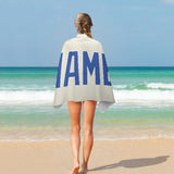 Custom Cream Sky Blue Beach Towel