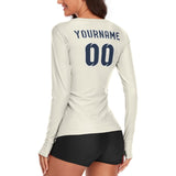 Custom Cream Blue Women's Long-Sleeve Shirt