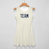 Custom Cream Blue Cheerleader Dress